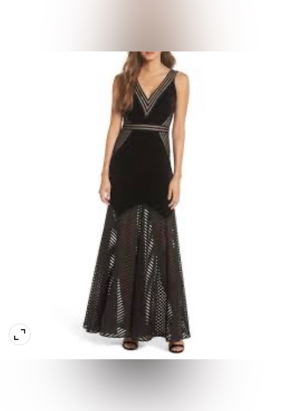Xscape Black V-Neck Sleeveless Prom Gown with Sheer Skirt